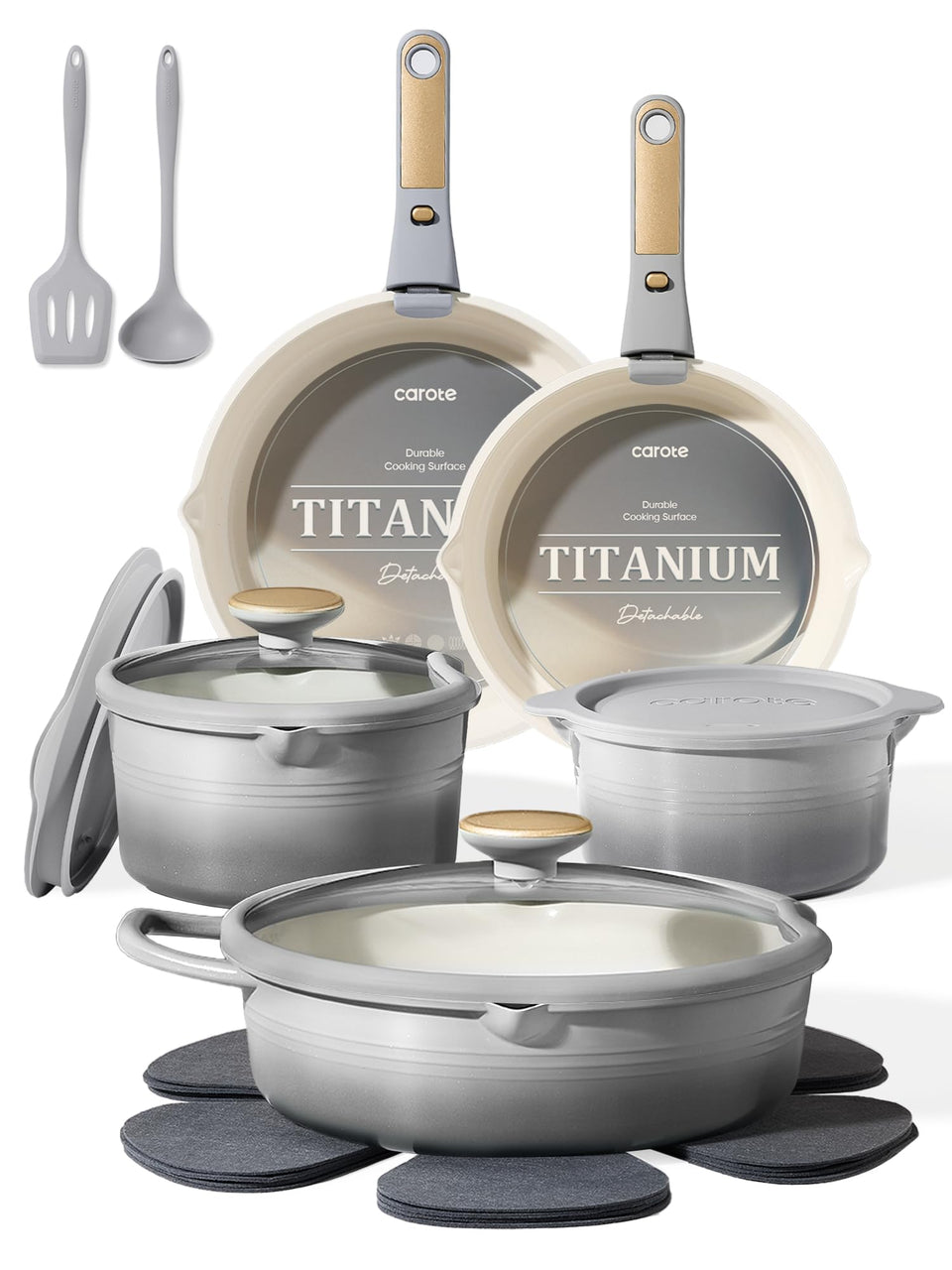 CAROTE 17-piece titanium set for versatile everyday cooking