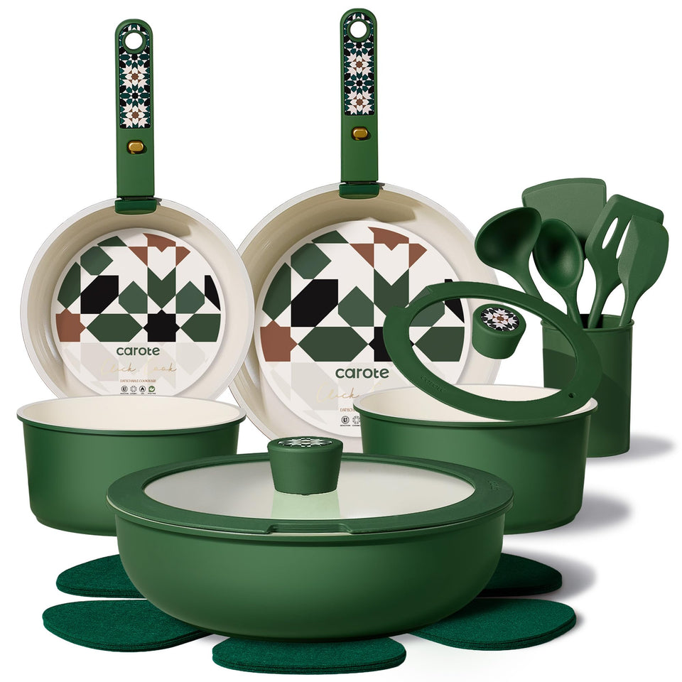 CAROTE 19Pcs ceramic cookware set for versatile everyday meals.