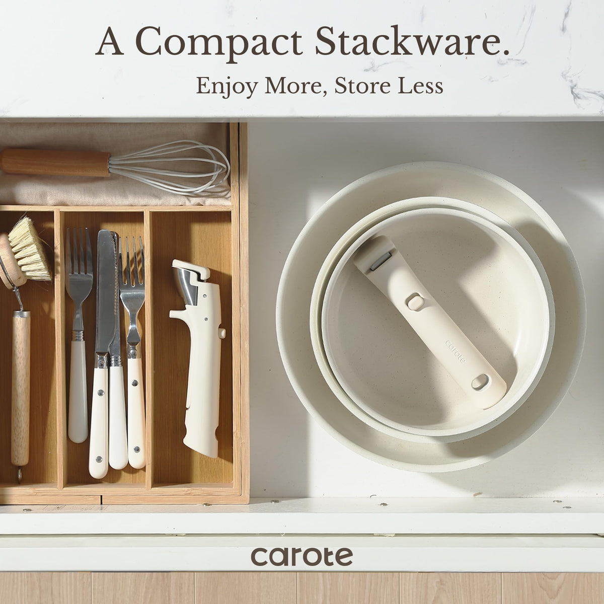 CAROTE 10-inch frying pan delivers even heat across larger meals.