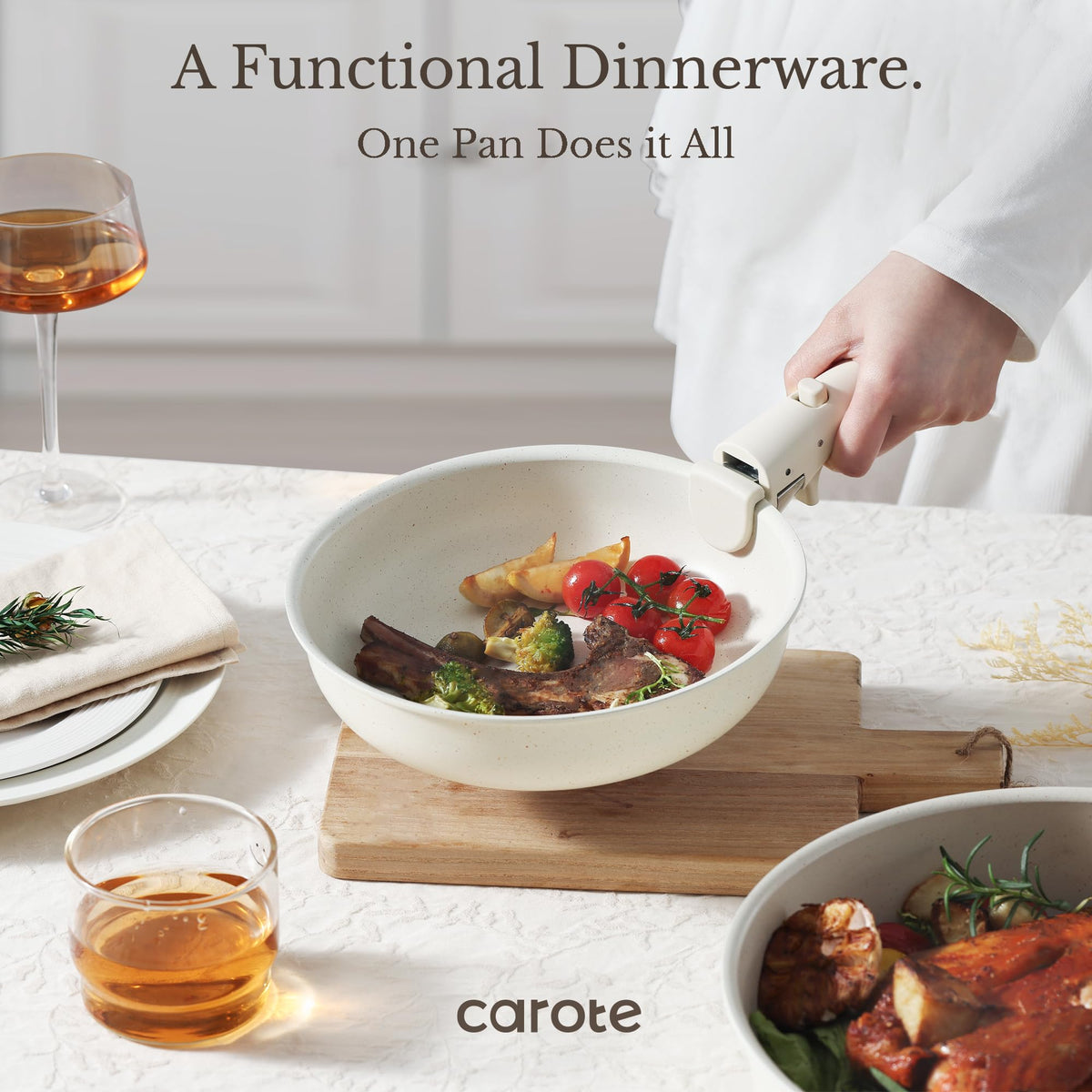 CAROTE 8-inch frying pan ideal for quick searing and browning.