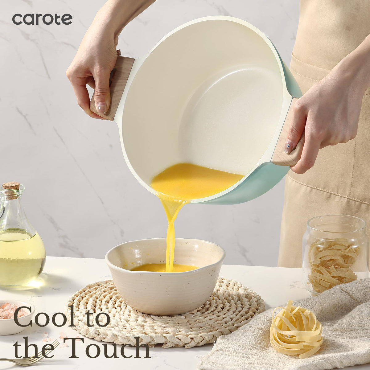 CAROTE 2.5-quart saucepan with lid for small-batch reductions.