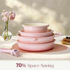 Dishwasher safe coating simplifies cleanup after family meals.