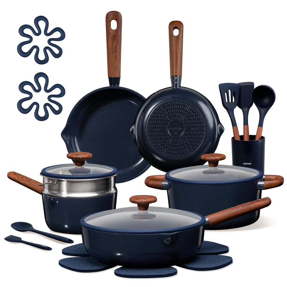 CAROTE 21pc cookware set overview for versatile daily cooking.