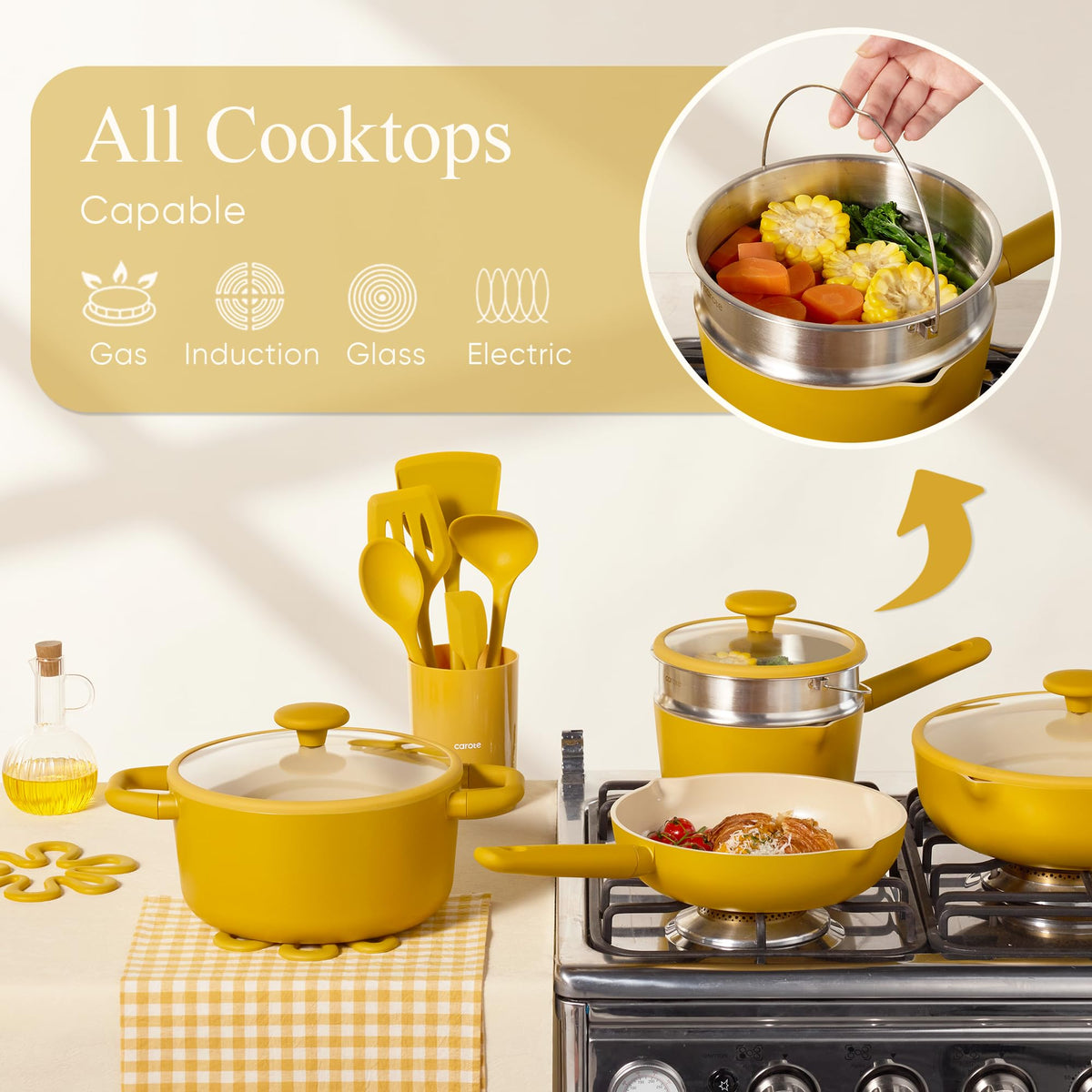 CAROTE steamer insert enabling healthy steaming meals