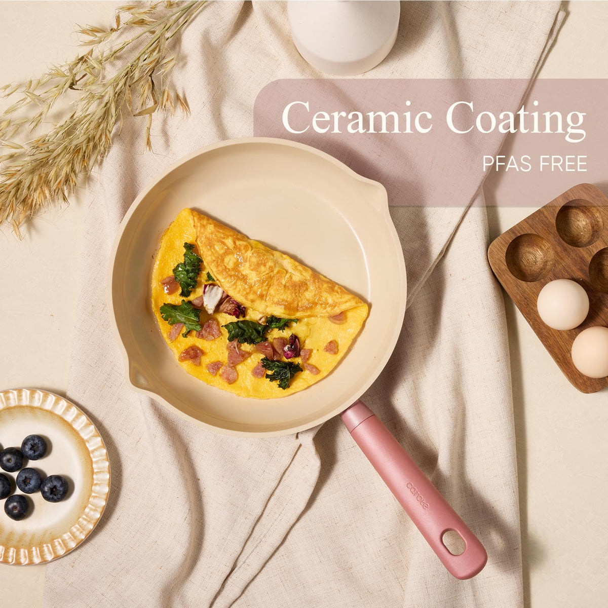 CAROTE nonstick ceramic coating for easy release and quick cleanup