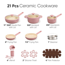 CAROTE 21pcs cookware set pan on stovetop for easy weeknight meals