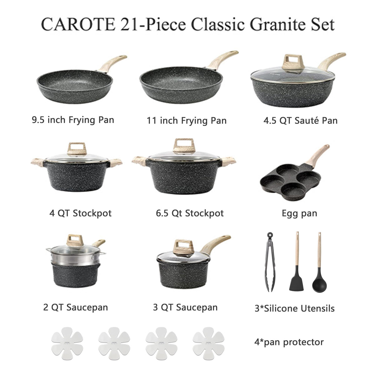Close-up of CAROTE granite nonstick surface for easy food release