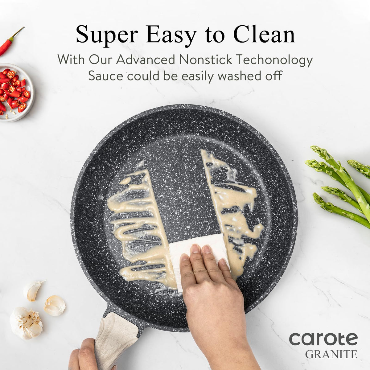 CAROTE induction-ready base demonstrates even heating on all cooktops