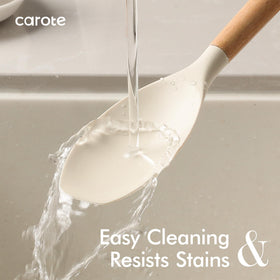 CAROTE silicone ladle with deep bowl; great for soups and stews.