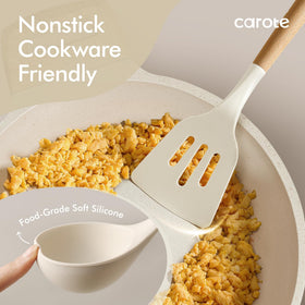 CAROTE silicone tongs with heat-resistant tips; perfect for flipping at high temperatures.