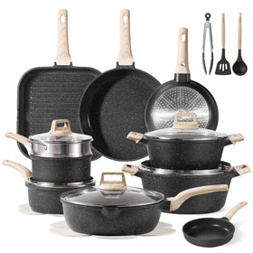 CAROTE 26-piece pots and pans set for versatile home cooking on induction.