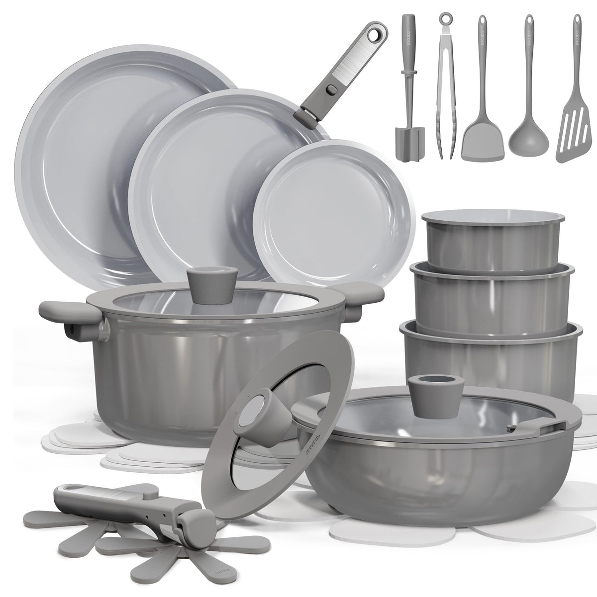 CAROTE 27pc ceramic cookware set nonstick for easy food release with minimal oil