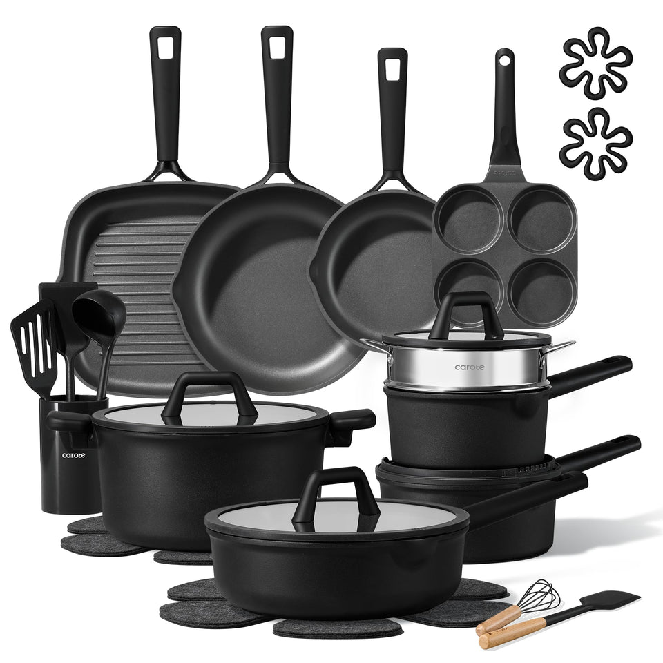 CAROTE 28pc pots and pans set for versatile kitchen cooking