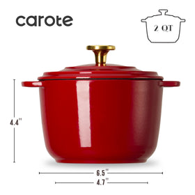 CAROTE red Dutch oven interior shows condensation lid design for flavor retention.