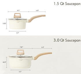 CAROTE 3.0qt sauce pan with lid, ample capacity for sauces and sides.