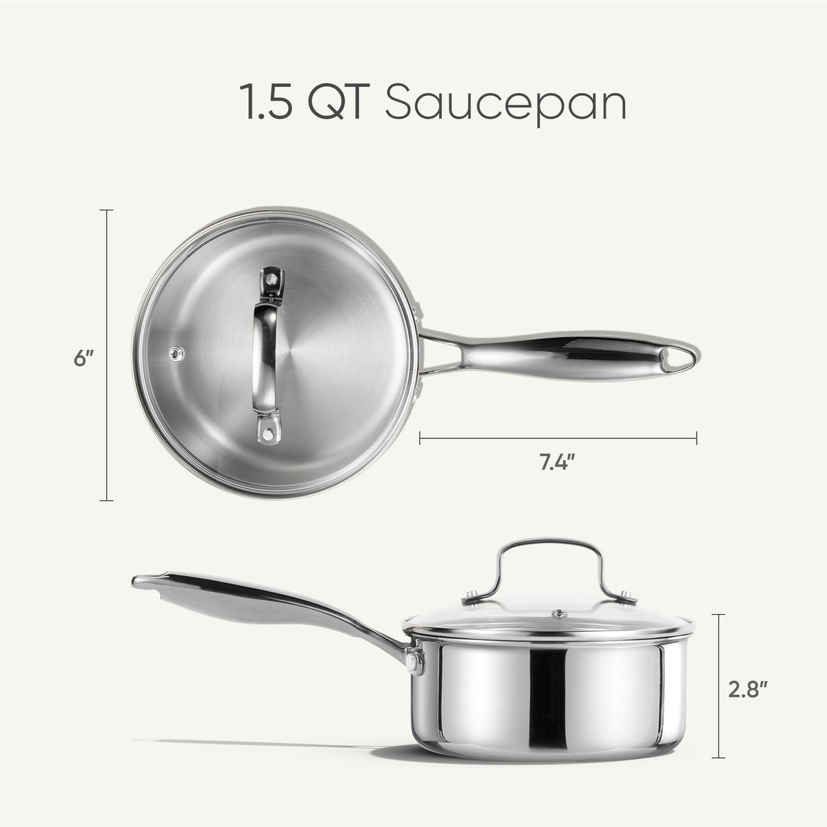 CAROTE 3-ply saucepan with flared pour rim for clean, controlled pouring.