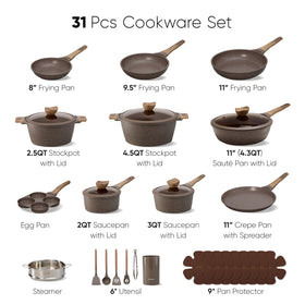 CAROTE cookware close-up of lids and handles for safe daily use.