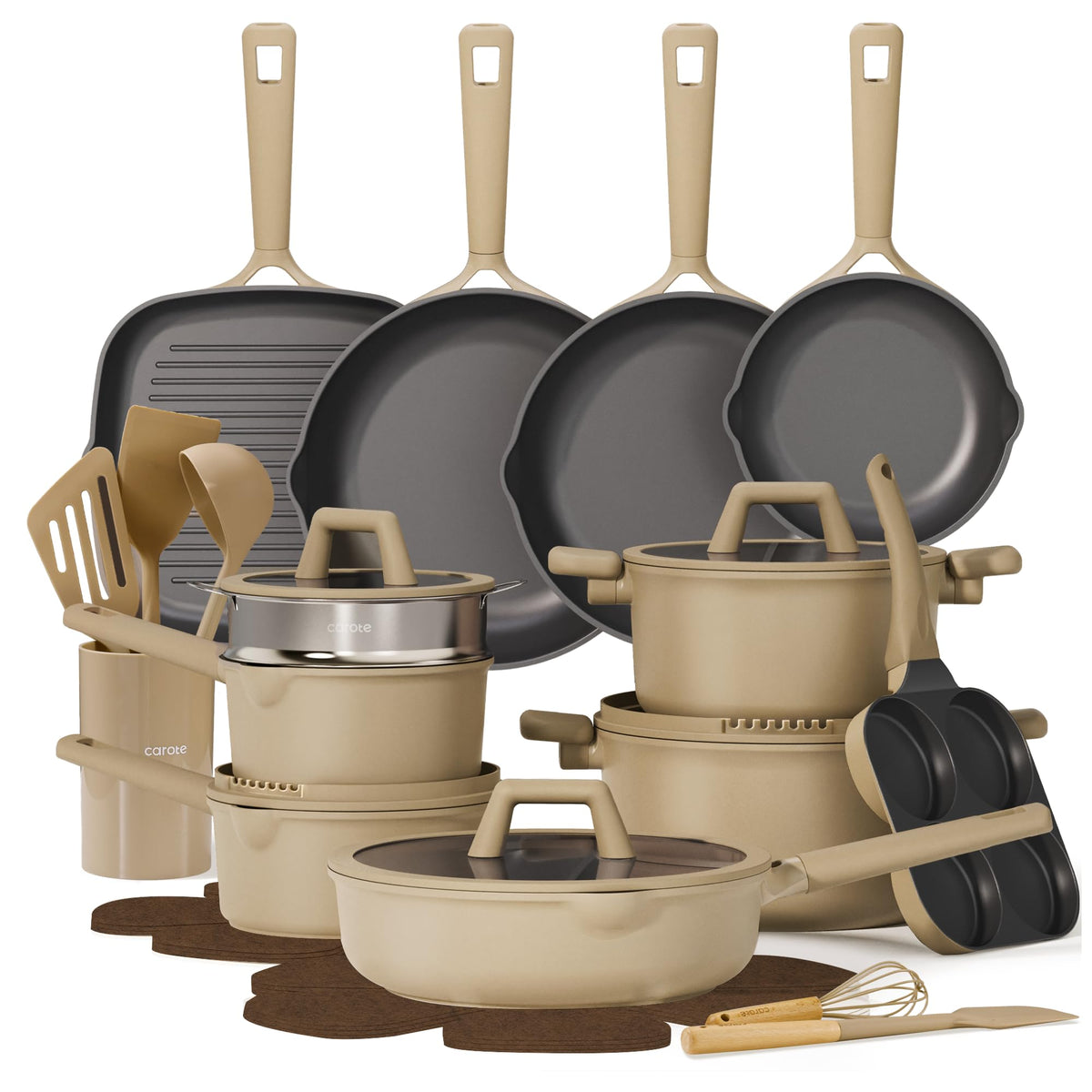 CAROTE 31-piece cookware set overview for versatile cooking.