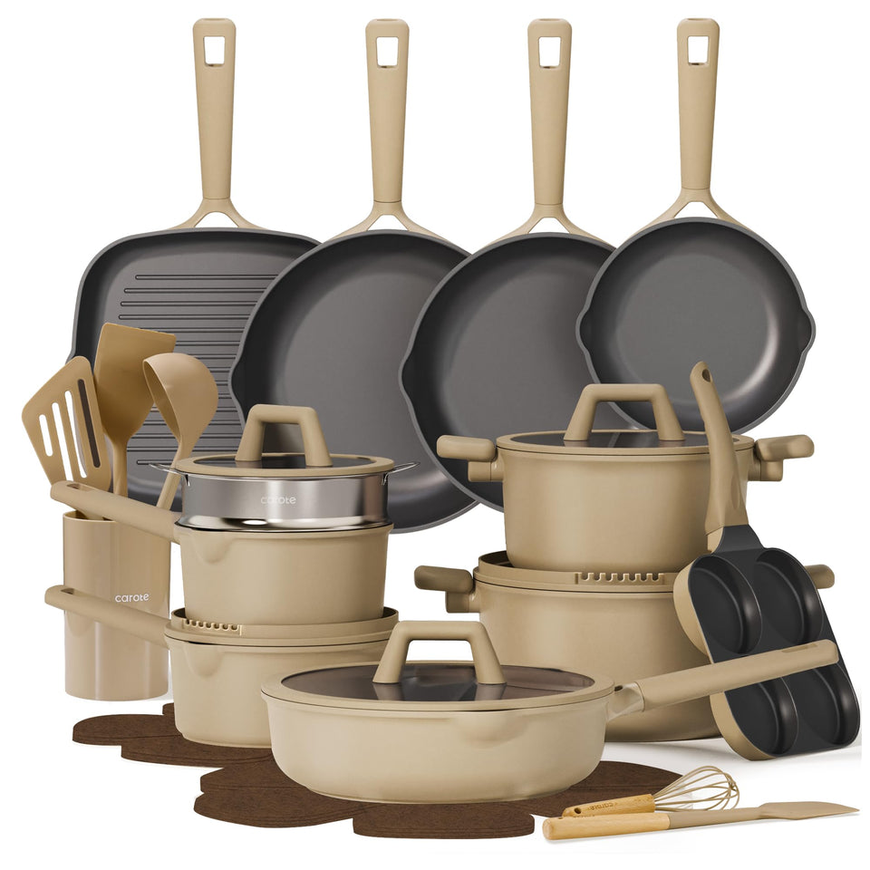 CAROTE 31-piece cookware set overview for versatile cooking.