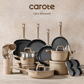 CAROTE compact storage protectors help keep pans organized between uses.