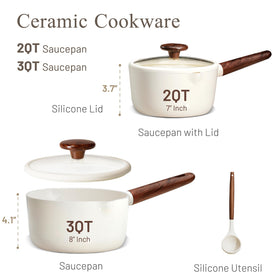 CAROTE 3QT sauce pan with lid demonstrates even heat on various stoves.