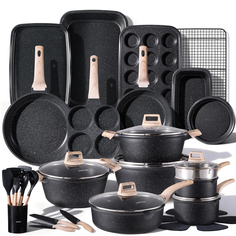 CAROTE 44-piece nonstick pots and pans set for effortless cooking on any stove