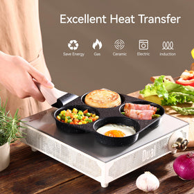 CAROTE 4-Cup Omelette Pan showing four-cup design for eggs and pancakes.