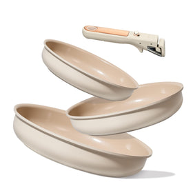 CAROTE 4pc ceramic pans set with titanium nonstick for effortless release