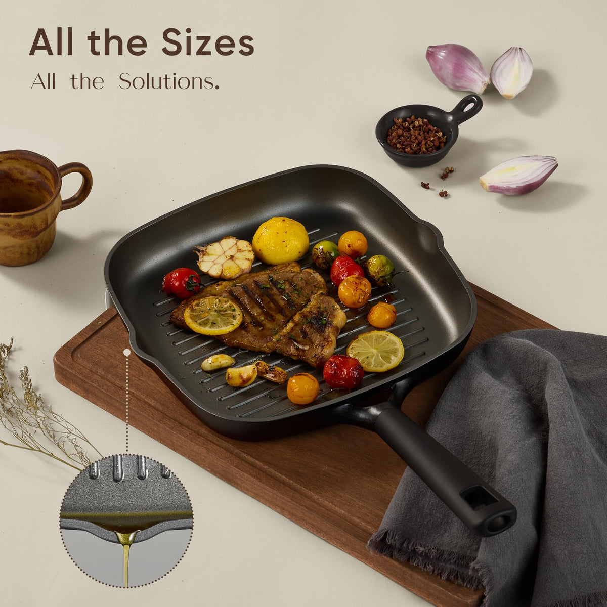 CAROTE 4qt sauté pan with lid for searing