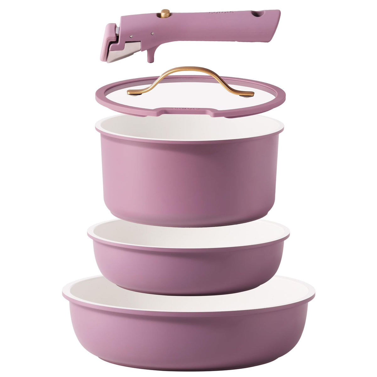 CAROTE 5pc pots and pans set with detachable handles for easy oven to table transfers