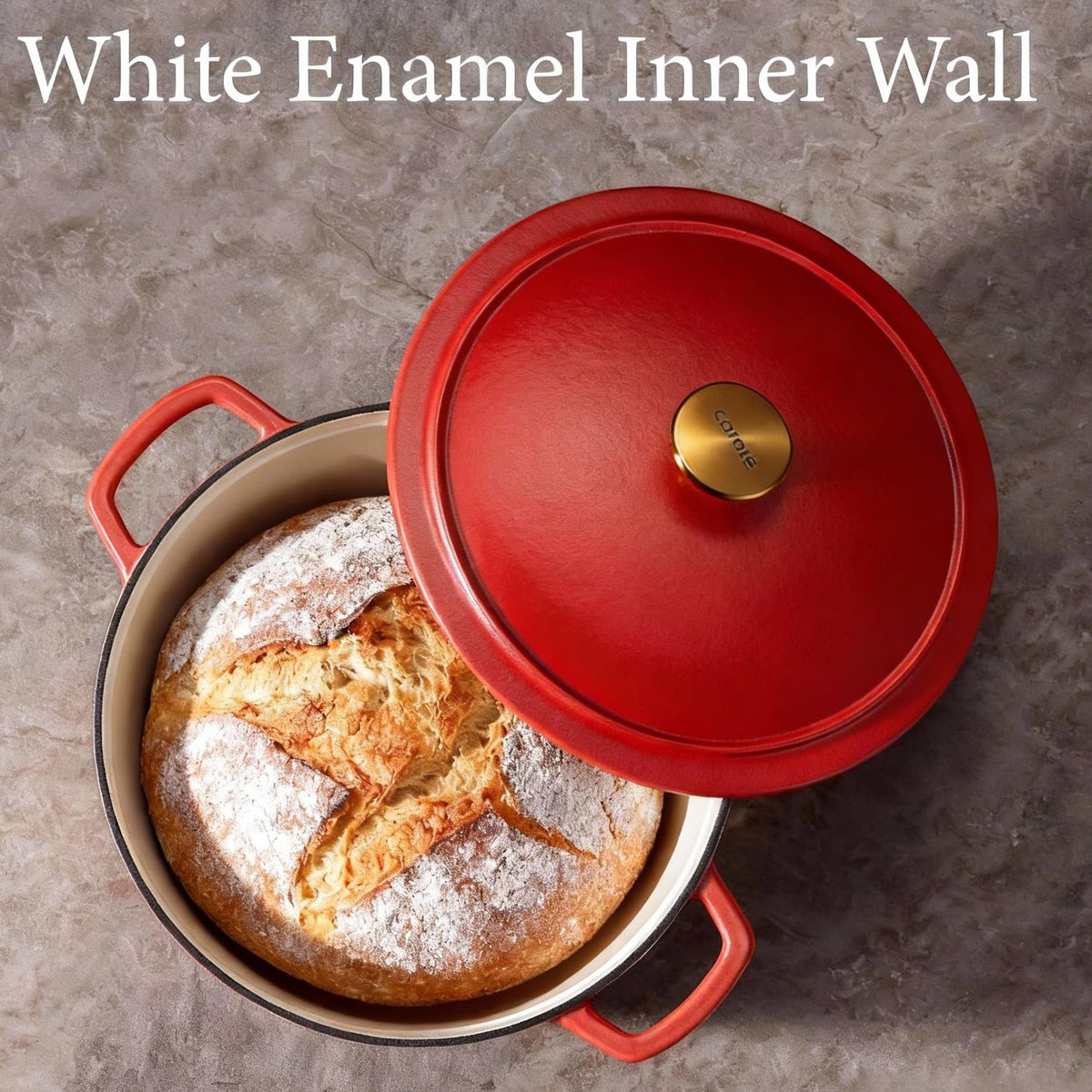 CAROTE 5QT interior glaze provides easy cleaning and nonstick feel