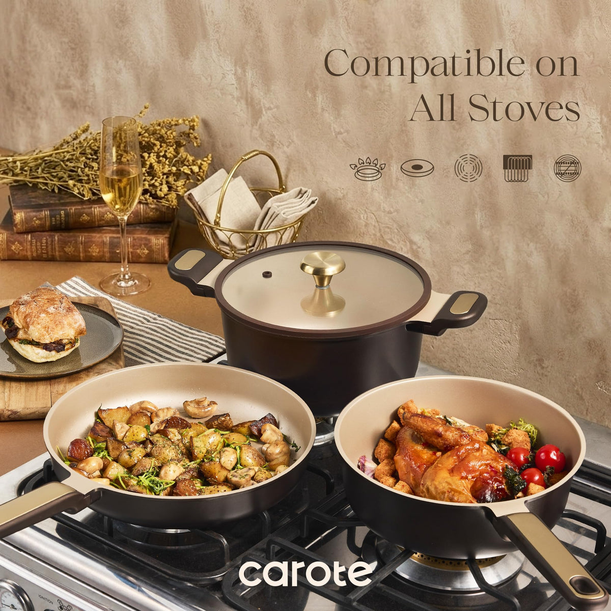 CAROTE 5qt stock pot with lid ideal for soups and batches