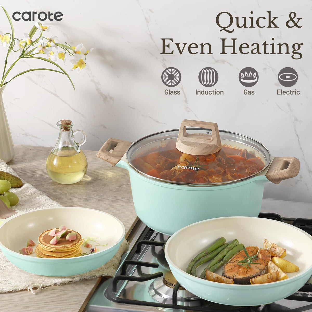 CAROTE 6.5-quart stockpot with lid for family meals.