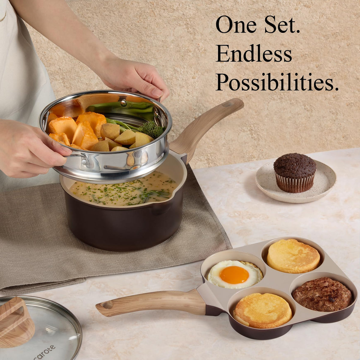 CAROTE 7-inch steamer included for healthy steaming