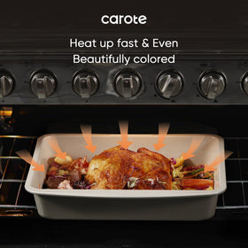 CAROTE 7-piece bakeware 6-cup muffin pan for tall, even muffins with easy release.