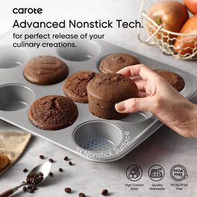 CAROTE 6-cup muffin pan for bakery-style muffins at home.