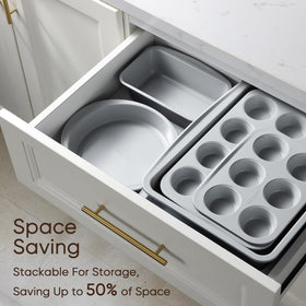 CAROTE 9-inch square pan for sturdy baking and easy removal.