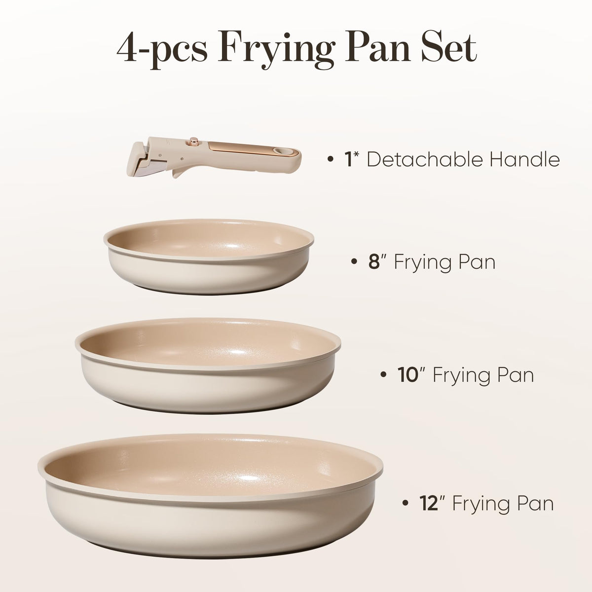 CAROTE 8-inch frying pan with detachable handle for compact storage