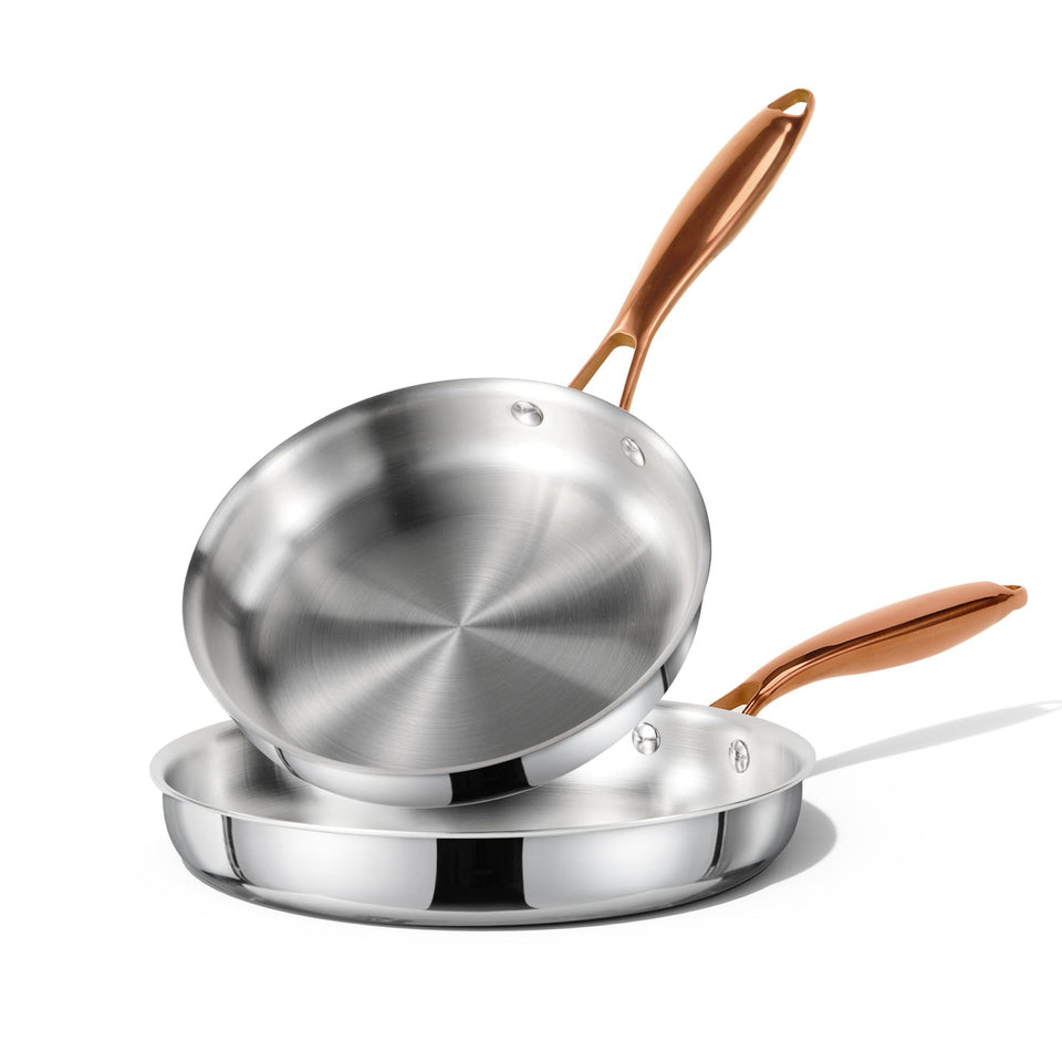 CAROTE 8in frying pan shows stainless steel surface for even searing and quick deglazing