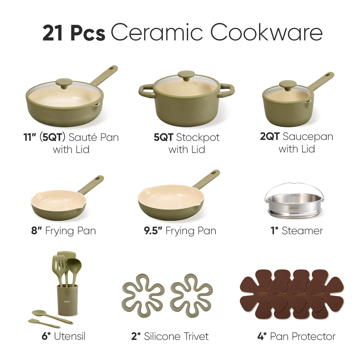 CAROTE 8-inch ceramic nonstick fry pan ready for quick searing and easy cleanup.