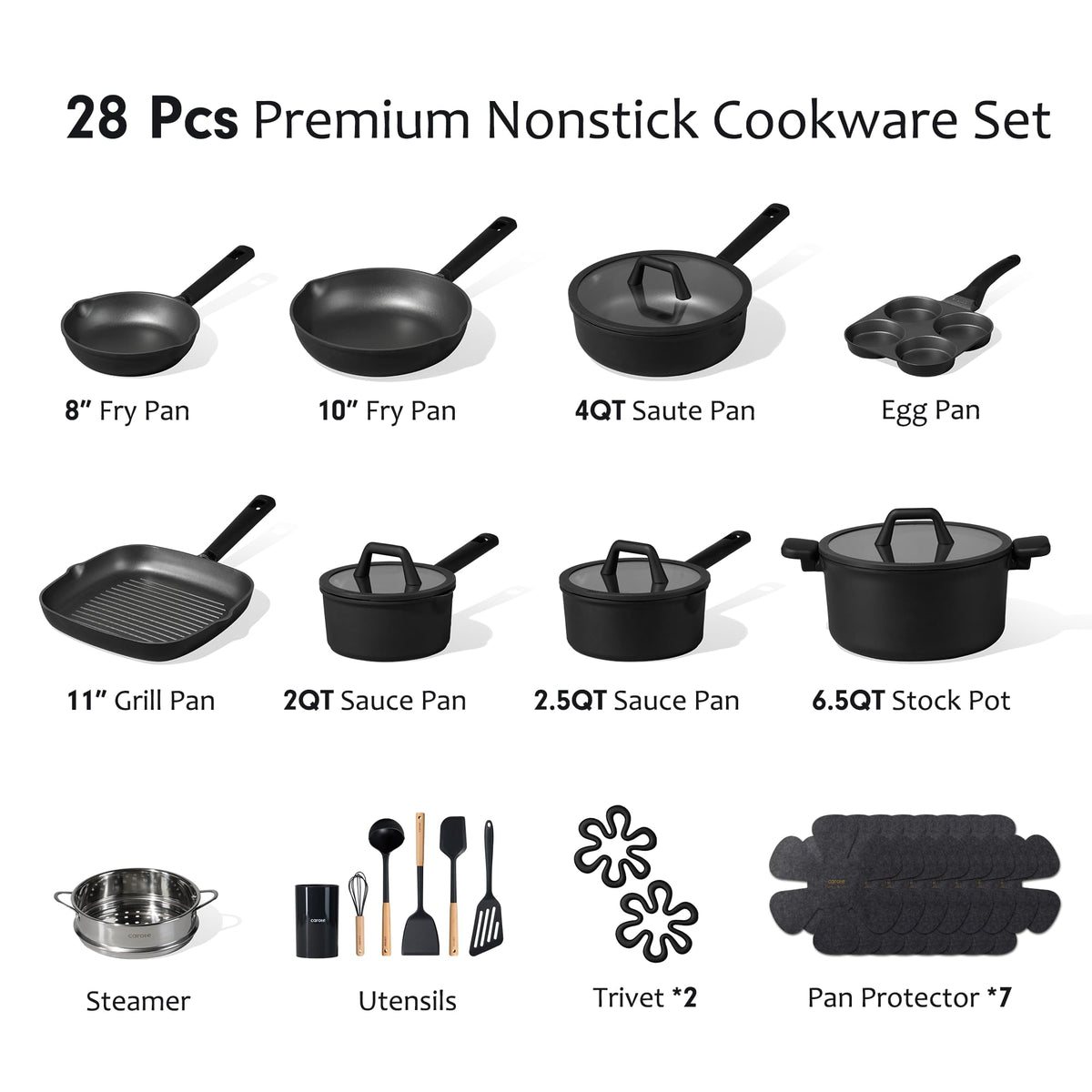 CAROTE 8in fry pan with durable nonstick surface