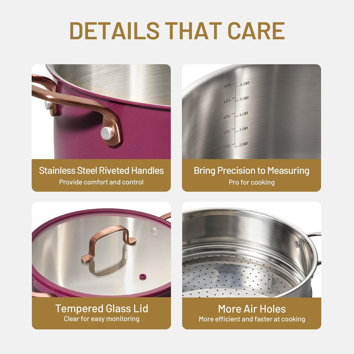 CAROTE 8QT dishwasher-safe stockpot for easy cleanup.