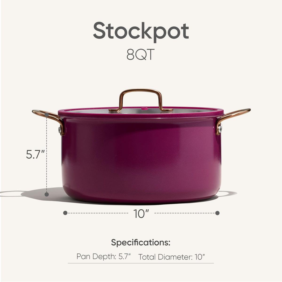 CAROTE 8QT stockpot side view highlights tri-ply construction.