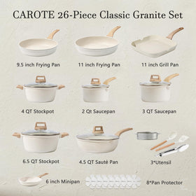 CAROTE 9.5-inch fry pan with durable nonstick coating for quick searing