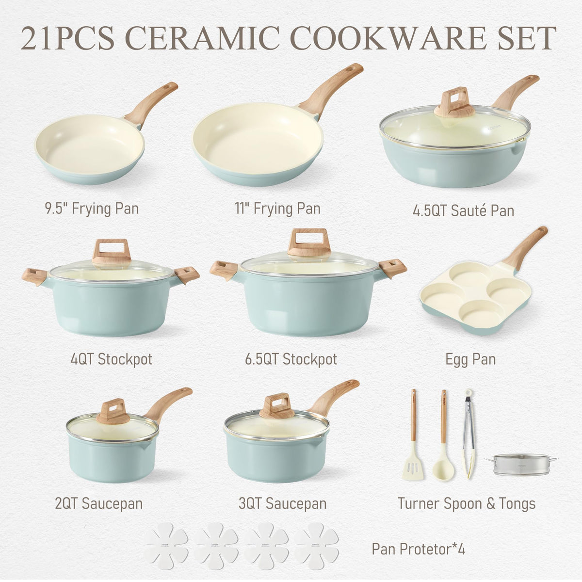 CAROTE 9.5-inch fry pan with ceramic coating for easy release.