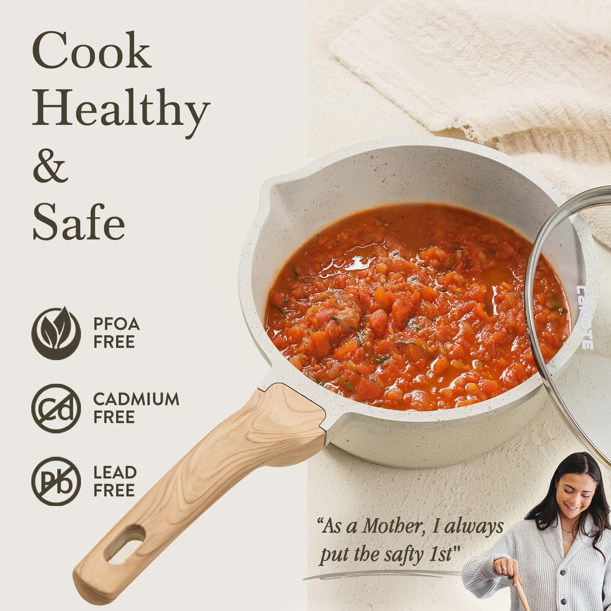 CAROTE all-stove compatibility across induction, ceramic, gas, and electric surfaces.