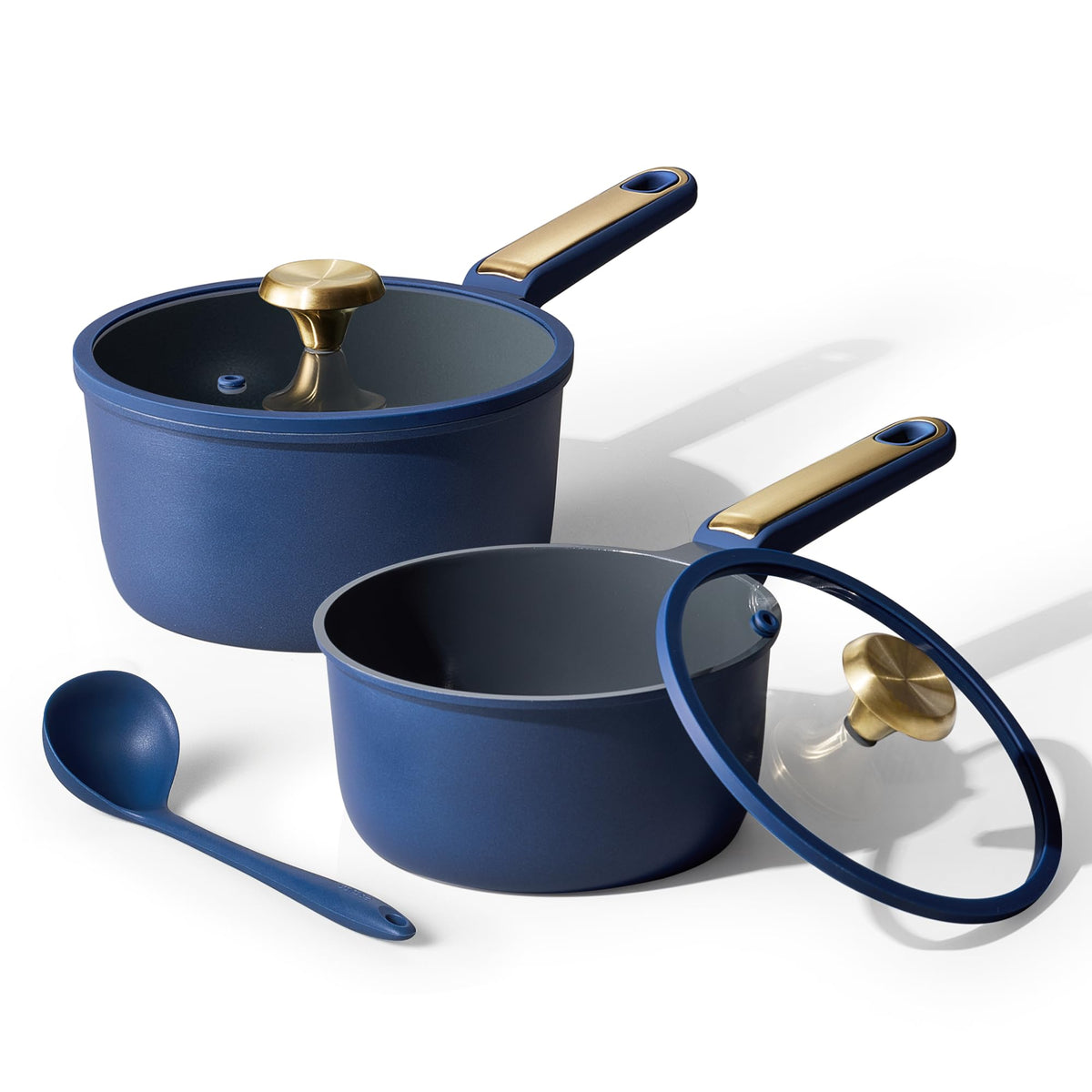 CAROTE blue sauce pan set with lids for versatile daily cooking