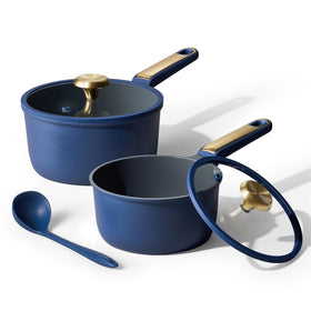 CAROTE blue sauce pan set with lids for versatile daily cooking