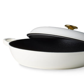 CAROTE braiser pan double handles for easy transport from stovetop to oven.