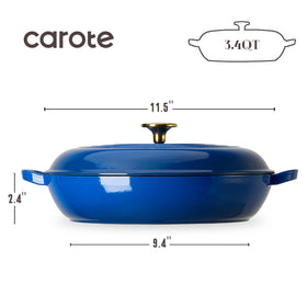CAROTE braiser pan dual handles close-up for safe, easy transport.